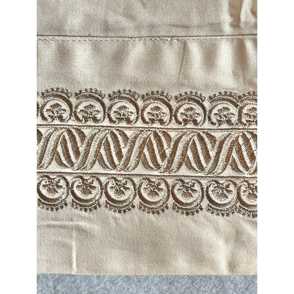 Waterford Dark Beige Pillow Case Embroidered Edge Standard Cotton VGUC